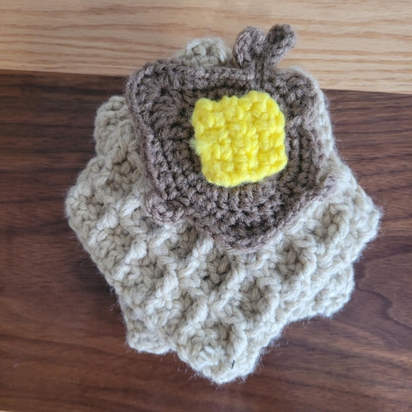 Crochet Breakfast Toy Play Food 3D BACON WAFFLES FRIED EGG - Picture 4 of 7